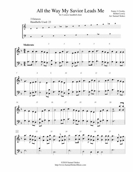 All The Way My Savior Leads Me For 3 Octave Handbell Choir Sheet Music