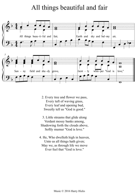 All Things Beautiful And Fair A New Tune To An Old Hymn That Needs To Be Rediscovered Sheet Music