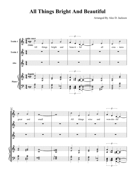 Free Sheet Music All Things Bright And Beautiful