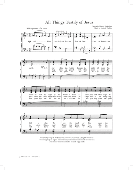 All Things Testify Of Jesus Sheet Music