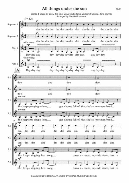 All Things Under The Sun Ssaa Choir A Cappella Sheet Music