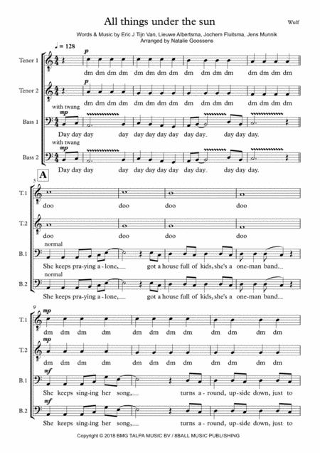 All Things Under The Sun Ttbb Choir A Cappella Sheet Music