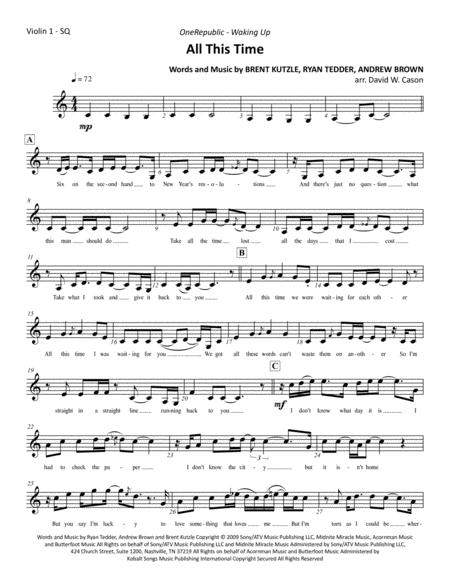 All This Time Onerepublic String Quartet Sheet Music