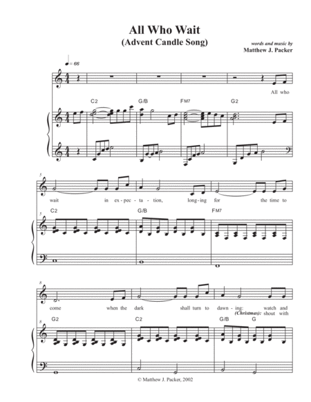 All Who Wait Advent Candle Song Sheet Music