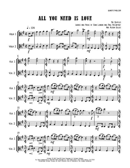 All You Need Is Love Viola Duet Sheet Music