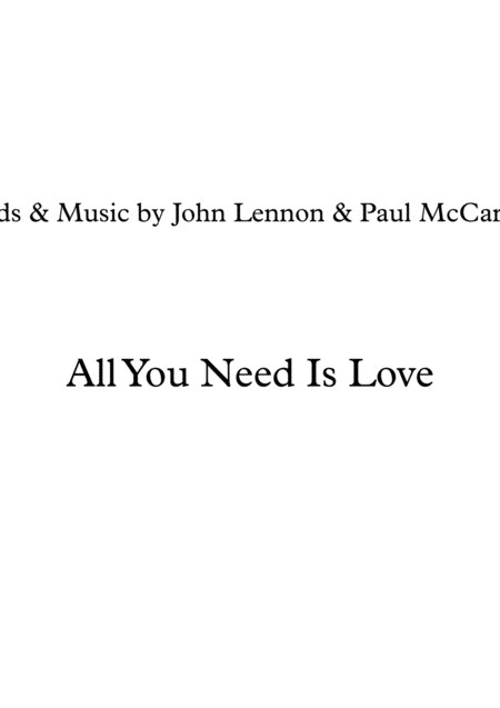 All You Need Is Love Wind Quintet Sheet Music