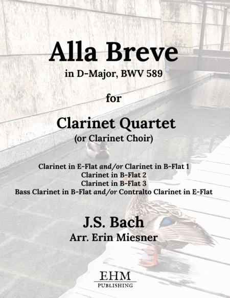 Alla Breve In D Major Bwv 589 For Clarinet Quartet Or Choir Sheet Music