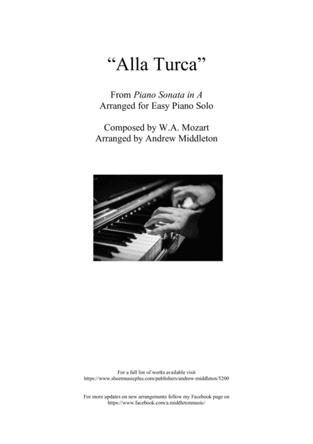 Alla Turca Arranged For Easy Piano Sheet Music