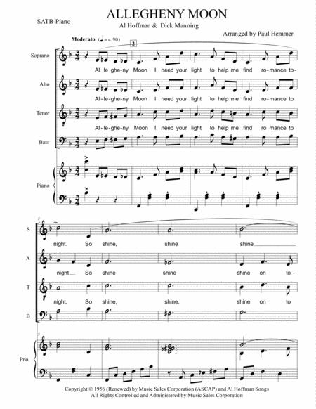 Allegheny Moon Satb With Piano Acc Sheet Music