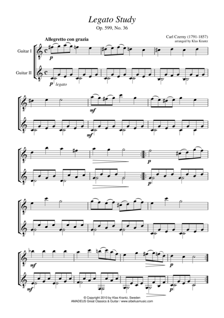 Free Sheet Music Allegretto For Guitar Duo