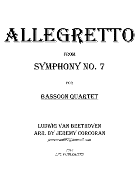 Allegretto From Symphony No 7 For Bassoon Quartet Sheet Music