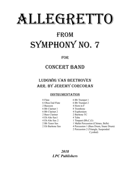 Free Sheet Music Allegretto From Symphony No 7 For Concert Band