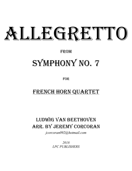 Allegretto From Symphony No 7 For French Horn Quartet Sheet Music