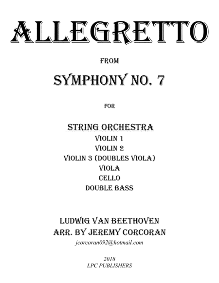 Allegretto From Symphony No 7 For String Orchestra Sheet Music