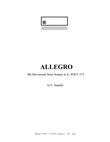 Allegro 4th Movement From Sonata In E Hwv 373 Sheet Music