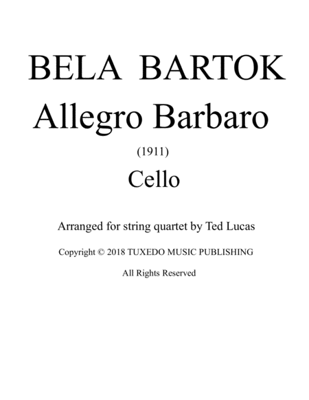 Allegro Barbaro 4 Cello Part Sheet Music