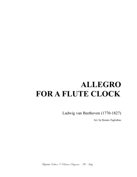 Allegro For A Flute Clock Beethoven Arr For Piano Sheet Music