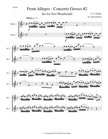 Allegro From Concerto Grosso 2 For Woodwind Duet Sheet Music