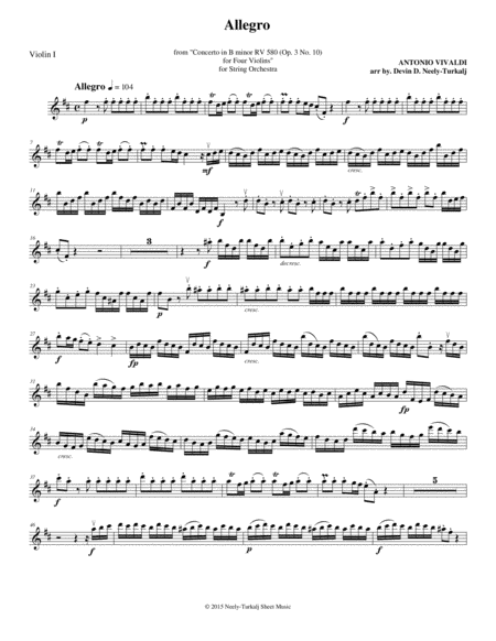 Allegro From Concerto In B Minor Sheet Music