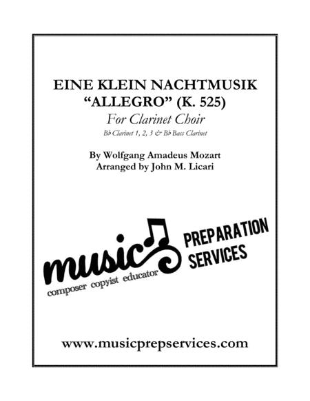 Allegro From Eine Klein Nachtmusik K 525 W A Mozart Arranged By John M Licari Clarinet Choir Sheet Music