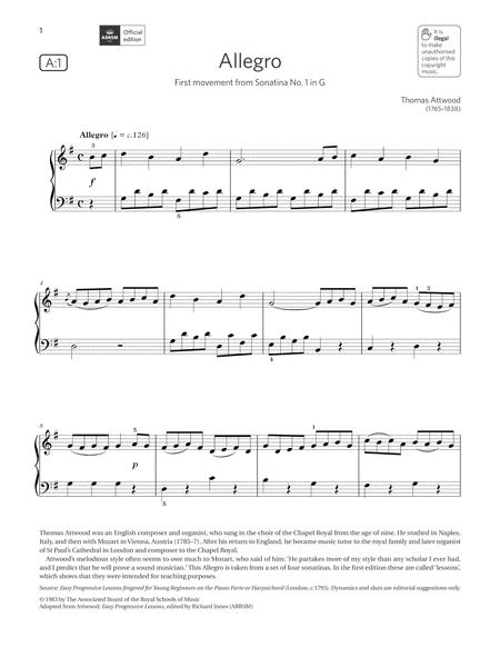 Free Sheet Music Allegro Grade 2 List A1 From The Abrsm Piano Syllabus 2021 2022