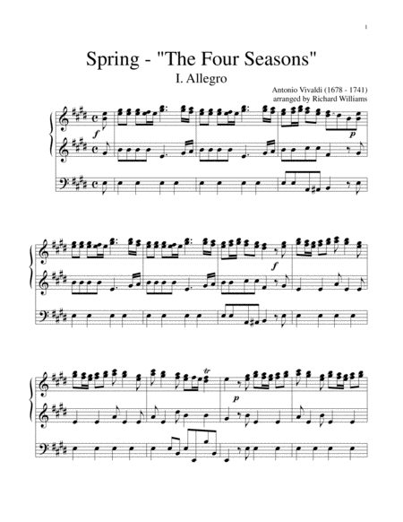 Free Sheet Music Allegro I From Spring Of The Four Seasons