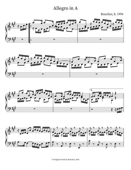 Free Sheet Music Allegro In A Major For Keyboard