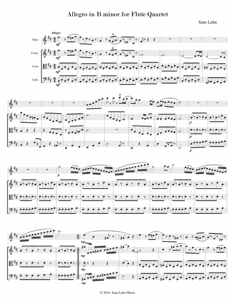 Allegro In B Minor For Flute Quartet Sheet Music