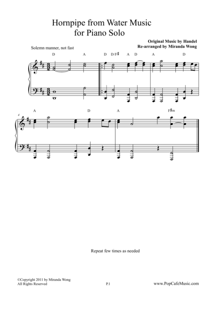 Allegro Maestoso From Water Music Wedding Recessional Songs Sheet Music