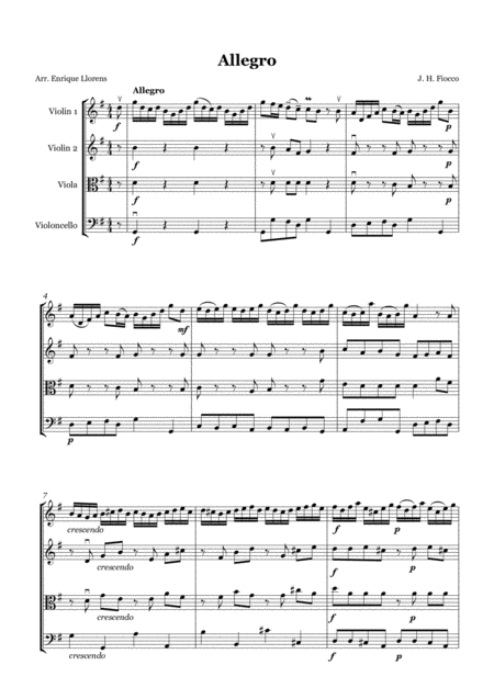 Allegro String Quartet Or String Orchestra Sheet Music