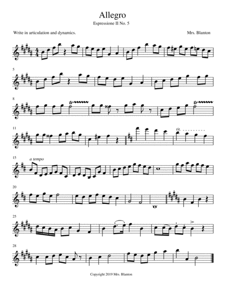 Free Sheet Music Allegro