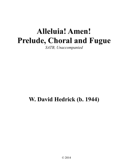 Free Sheet Music Alleluia Amen Satb Prelude Chorale Fugue