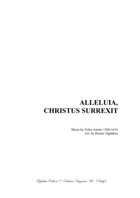 Alleluia Christus Surrexit Anerio F For Satb Choir Sheet Music