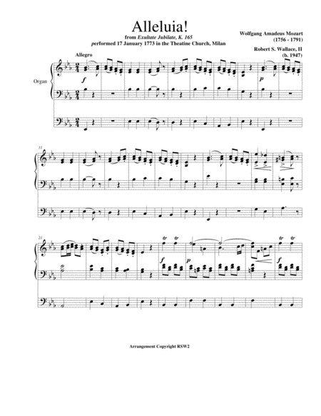 Alleluia Exultate Jubilate K 165 Sheet Music