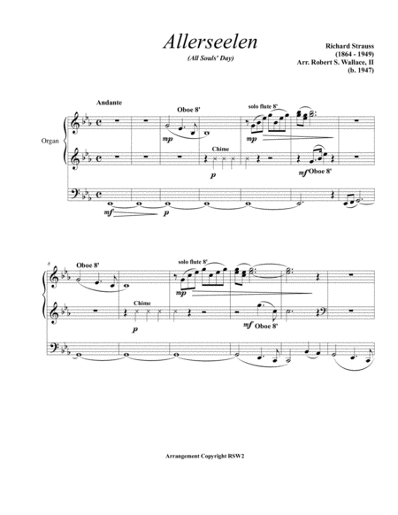 Allerseelen All Souls Day Sheet Music