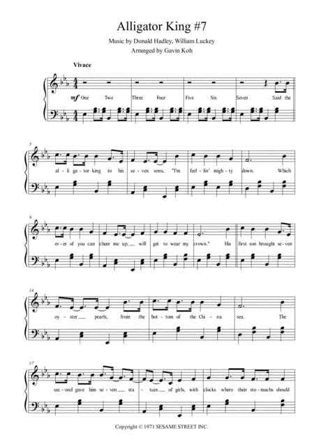 Alligator King Number 7 Song Sheet Music