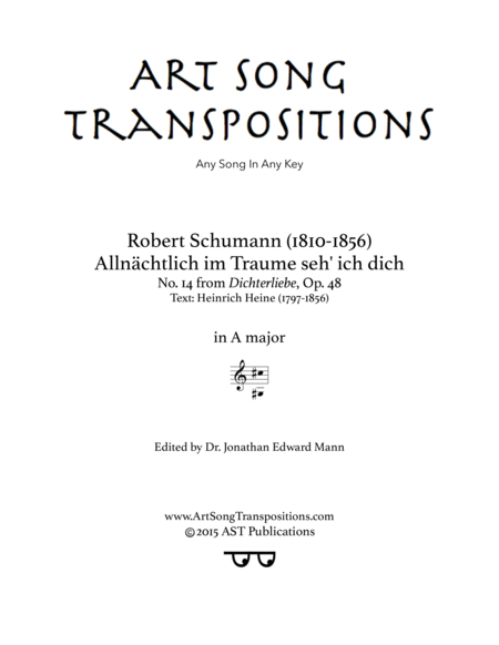 Allnchtlich Im Traume Seh Ich Dich Op 48 No 14 A Major Sheet Music