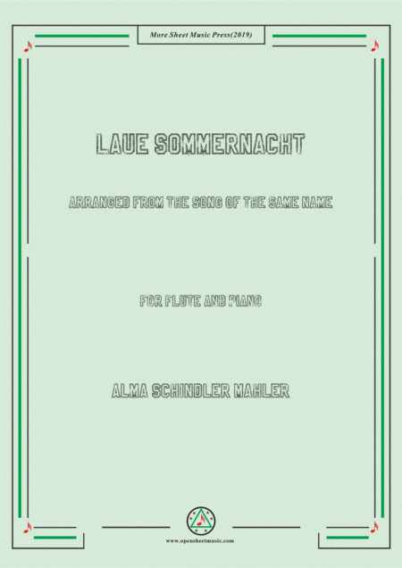 Alma Mahler Laue Sommernacht For Flute And Piano Sheet Music