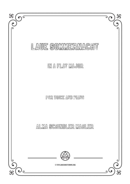 Alma Mahler Laue Sommernacht In A Flat Major For Voice And Piano Sheet Music