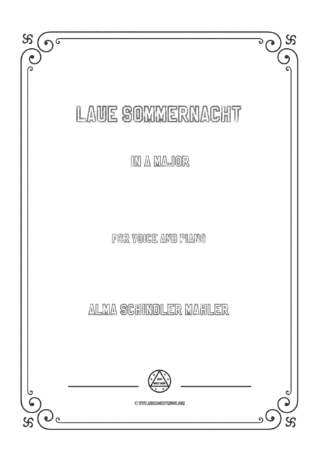 Free Sheet Music Alma Mahler Laue Sommernacht In A Major For Voice And Piano