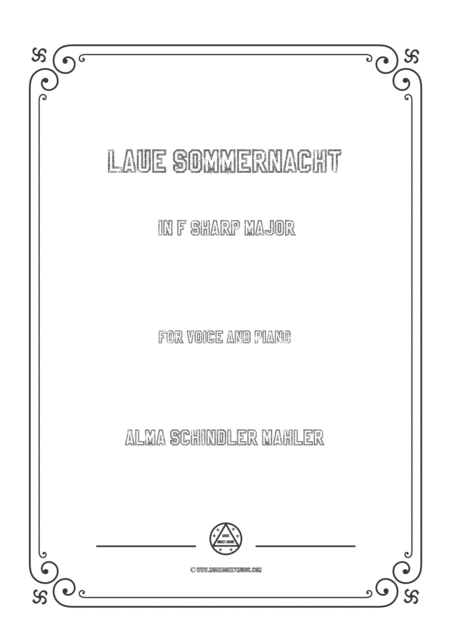 Alma Mahler Laue Sommernacht In F Sharp Major For Voice And Piano Sheet Music