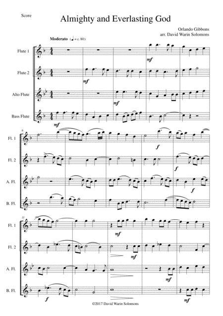 Free Sheet Music Almighty And Everlasting God For Flute Quartet