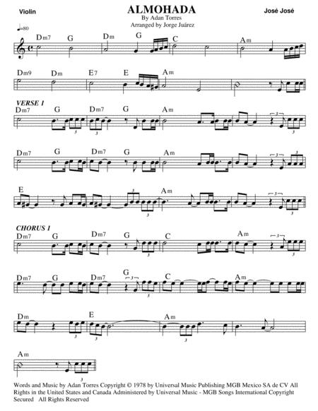 Almohada Violin Sheet Music