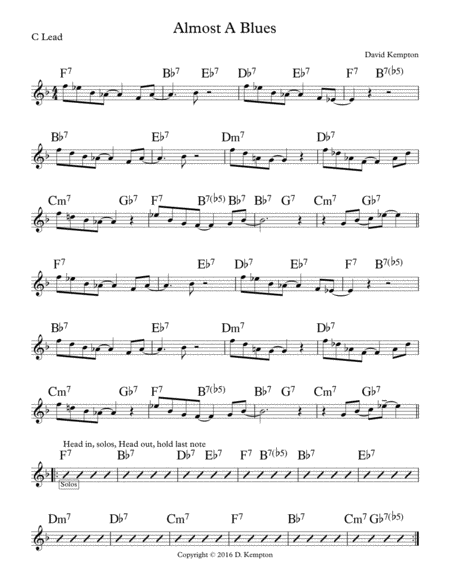 Almost A Blues Jazz Combo Sheet Music