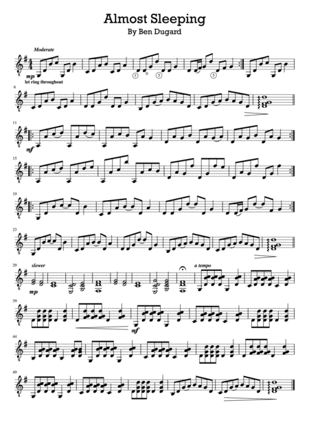 Almost Sleeping Solo Guitar Sheet Music