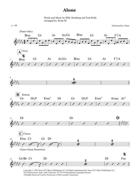 Free Sheet Music Alone Lead Sheet