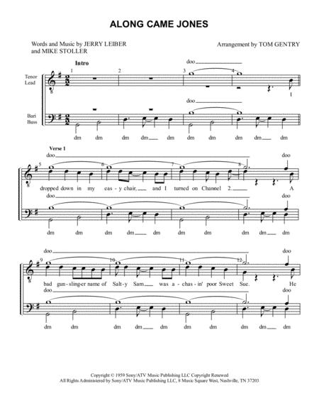 Free Sheet Music Along Came Jones