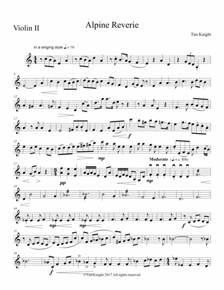 Alpine Reverie Part Sheet Music