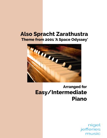 Free Sheet Music Also Spracht Zarathustra Theme From 2001 A Space Odyssey Arranged For Easy Intermediate Piano