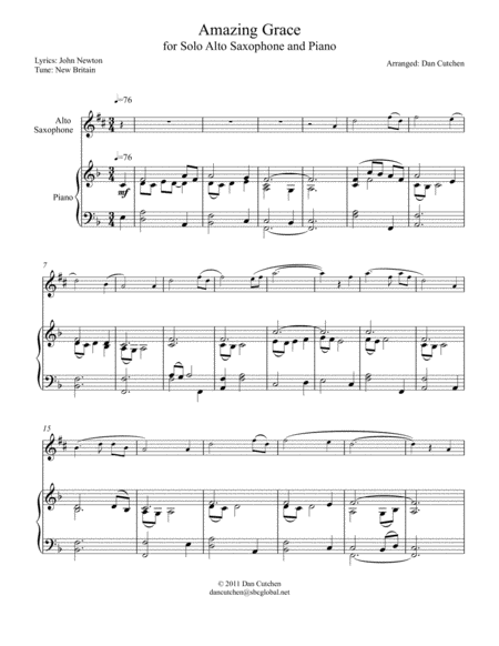 Alto Sax Solo Theme And Variations On Amazing Grace Sheet Music